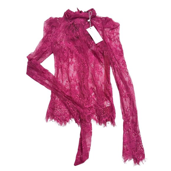 Chloe Colette The Madonna Lace Top in Hibiscus - Picture 1 of 9